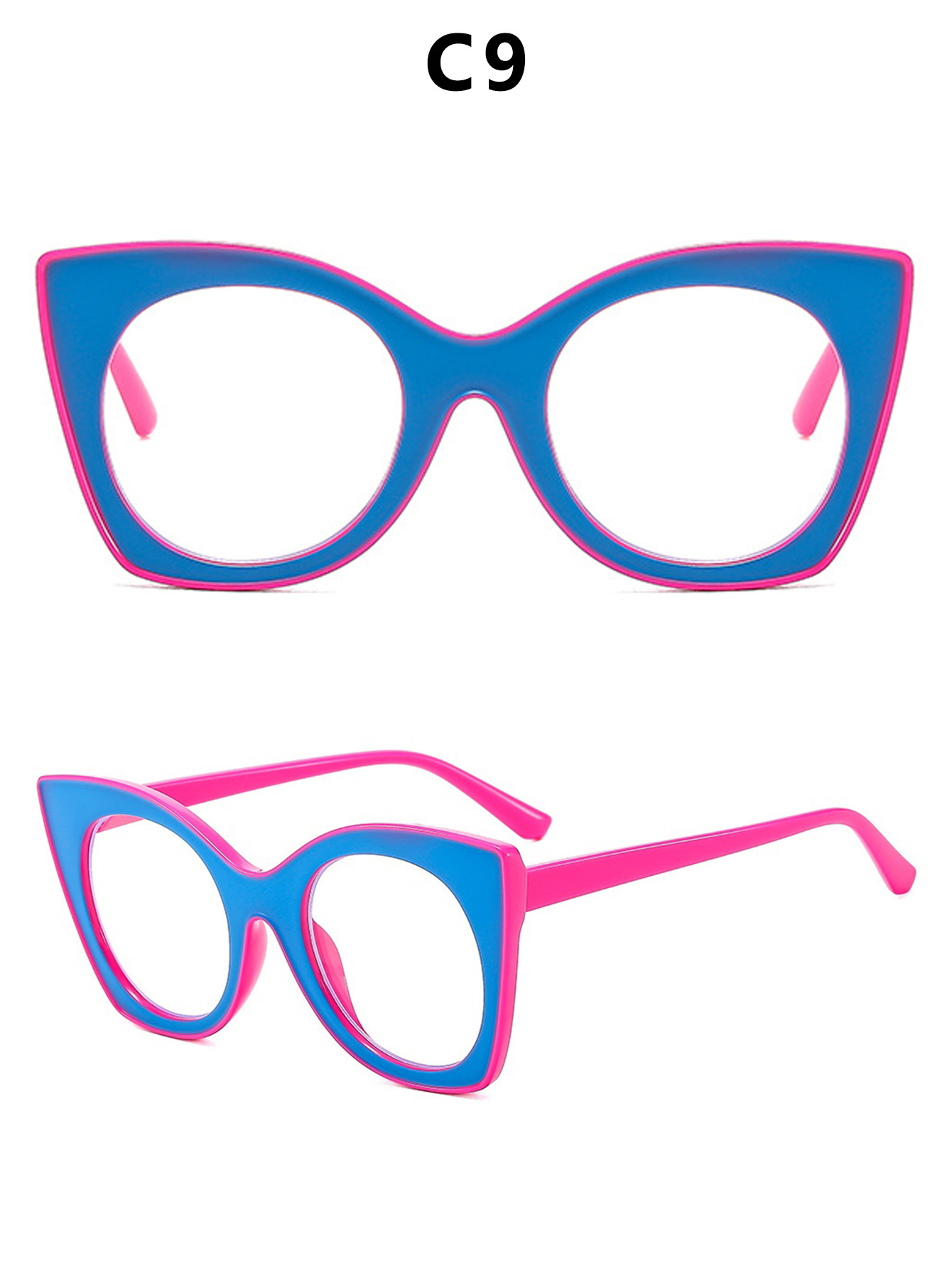 Fashionable and personalized color-blocking sun protection sunglasses, cross-border European and American trend anti-blue light flat sunglasses frame pic 23