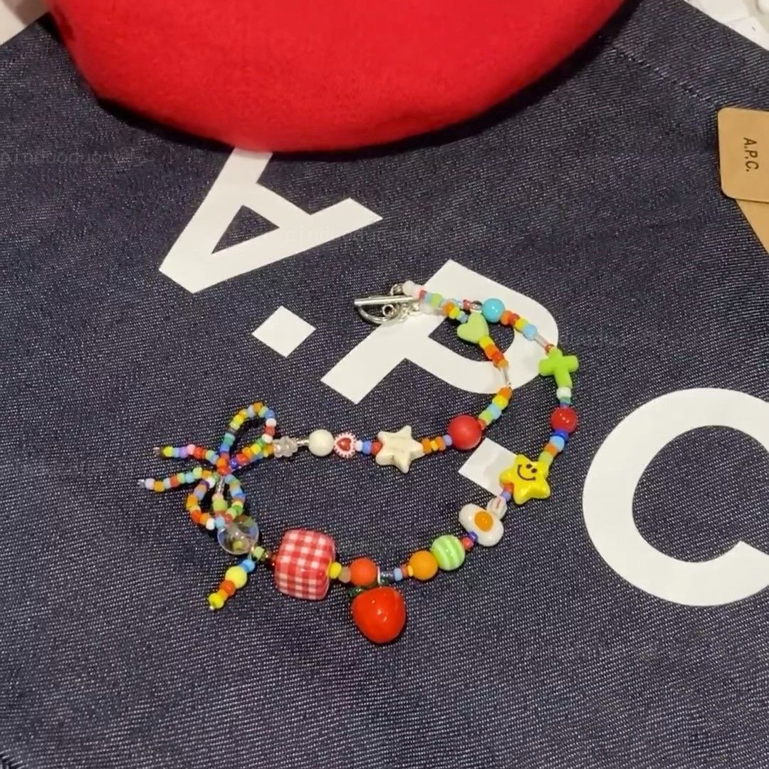 Fun and sweet girl, colorful Apple Paradise necklace, sweet and cool girl style, high appearance level, beaded collarbone chain new style pic 5