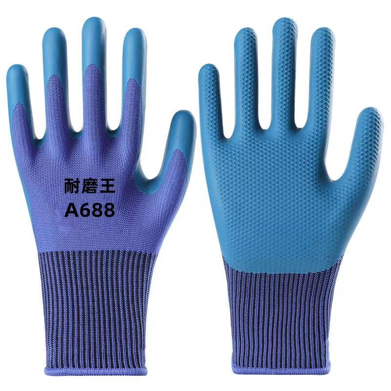 Factory wholesale of textured labor protection gloves, latex wear-resistant, anti-slip and impregnated protective gloves for construction site work pic 1