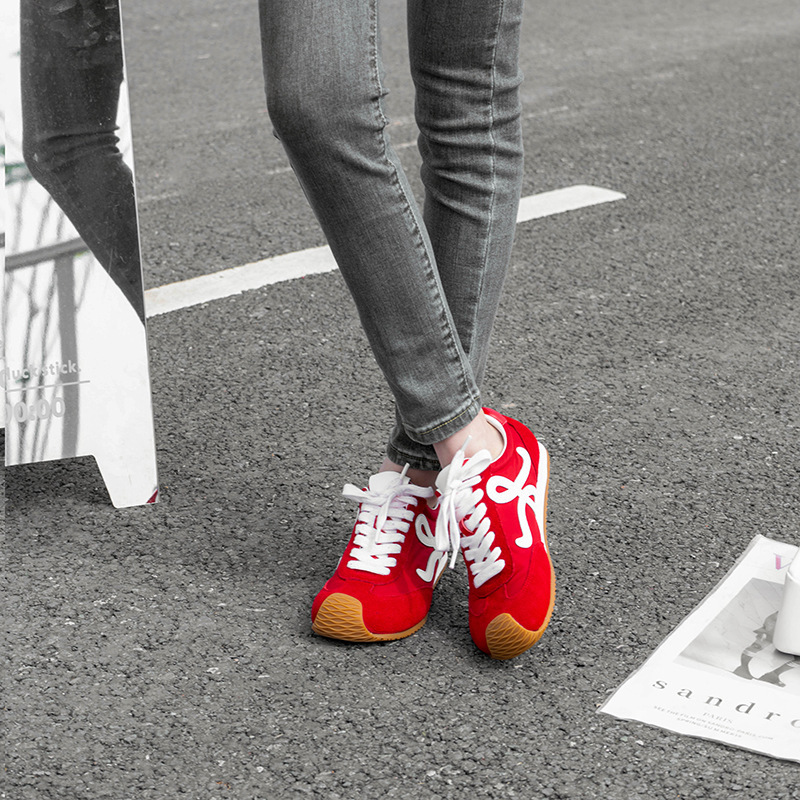 苏茵茵7cm内增高版~复古小歪头鸳鸯鞋带休闲鞋德训鞋女阿甘小白鞋详情42