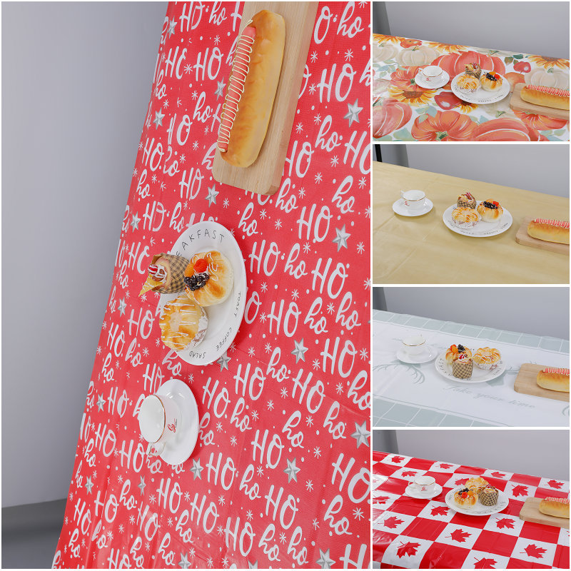 Printed tablecloth and table mat, thickened fabric, composite home tablecloth, street stall cross-border takeout, picnic table mat, peva film pic 13