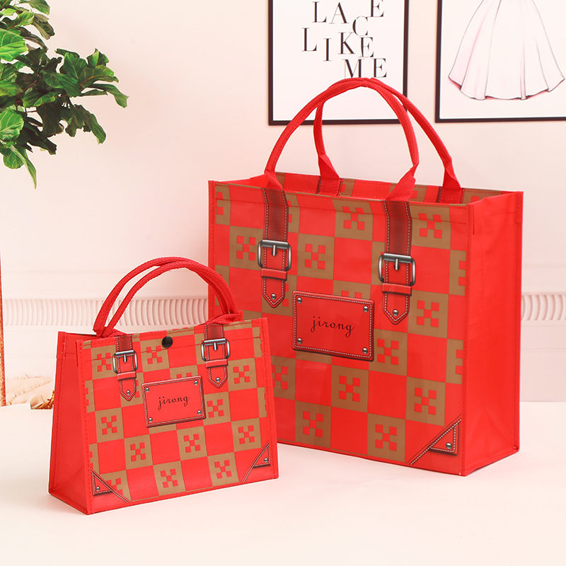 时尚国风PP编织加厚女士手提购物袋 便携旅行托特包 篮式家用礼品袋 外出必备时尚购物工具详情4