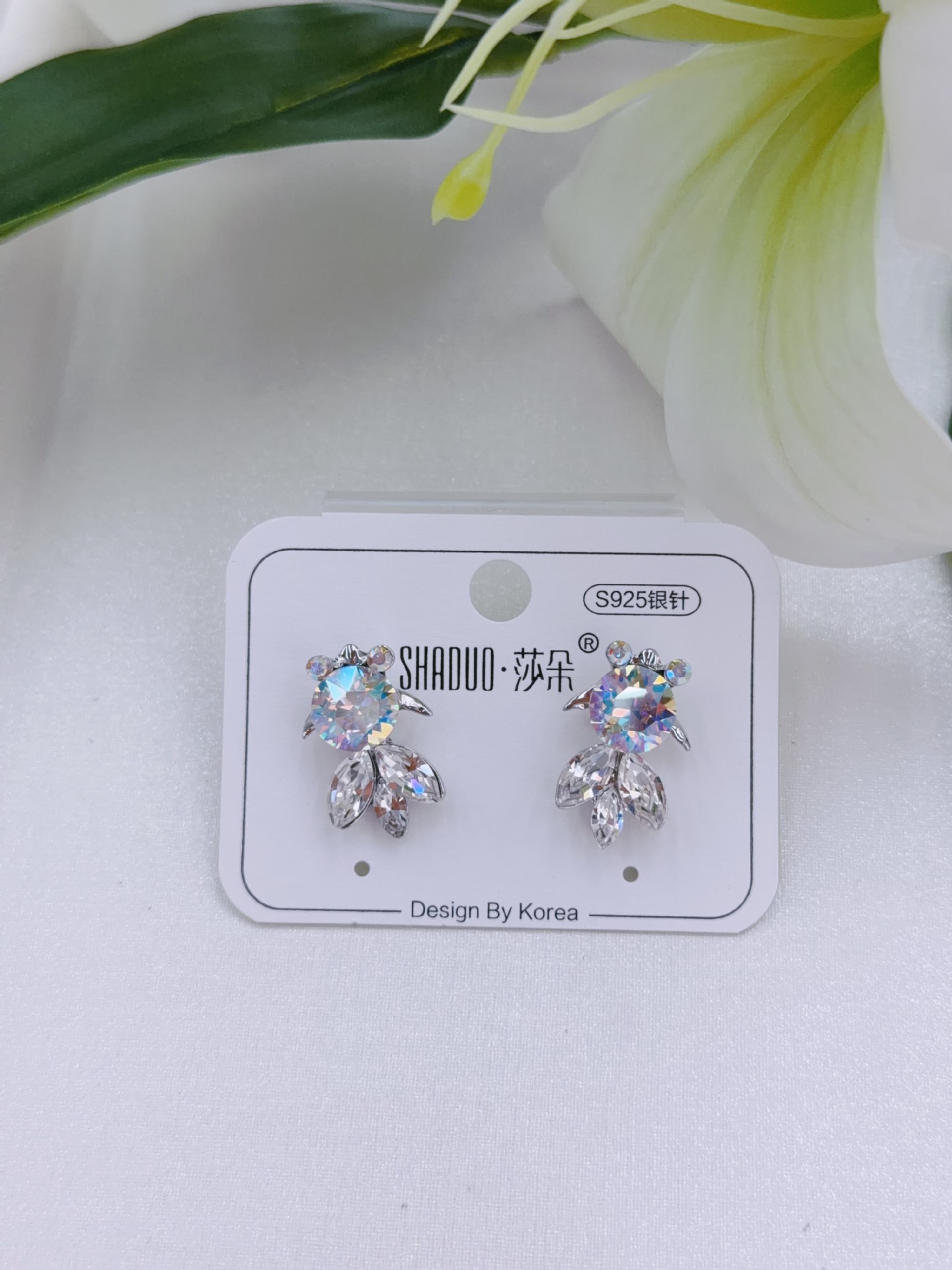 爆闪施家镶钻进口奥地利水晶精致韩系小金鱼耳钉S925纯银耳针新款详情15