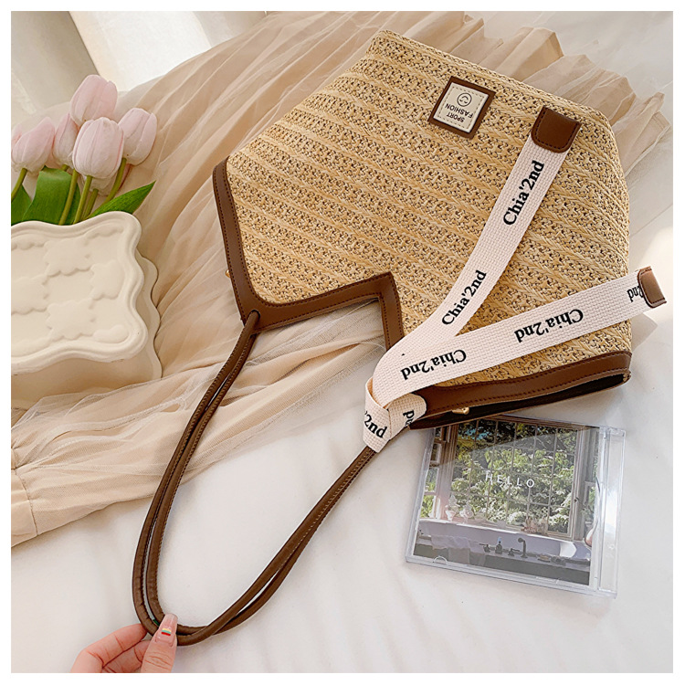 大容量托特包包女2025新款潮复古手提草编包百搭单肩编织包通勤包详情41