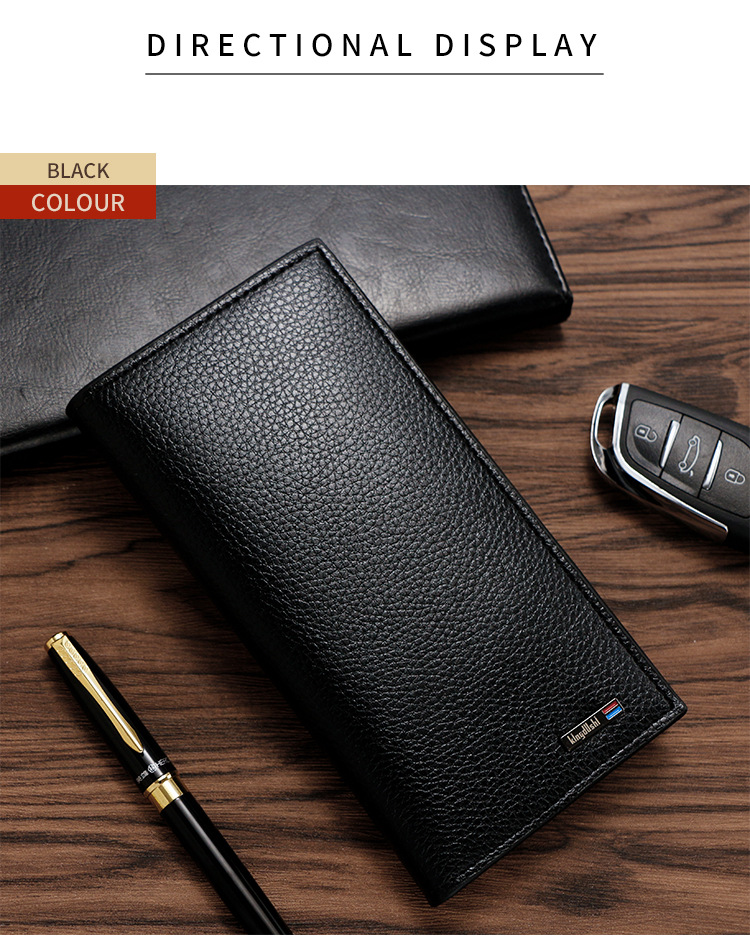 新款男士长款钱包韩版简约荔枝纹时尚钱夹多卡位钱夹批发一件代发详情7