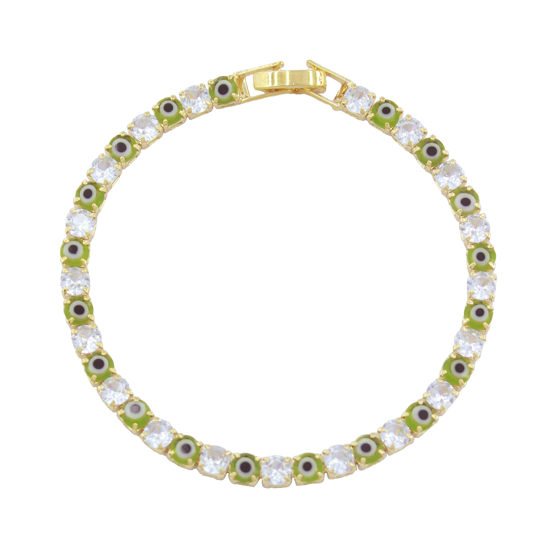 土耳其蓝眼睛恶魔之眼手链铜镀银满钻网球链跨境时尚邪眼饰品工厂批发详情11