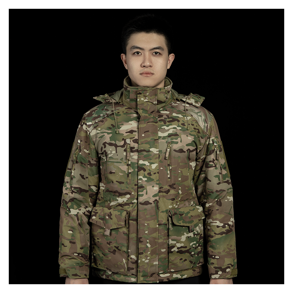冬季中长款F4.0重型棉服防泼水防寒保暖迷彩连帽棉衣批发详情7