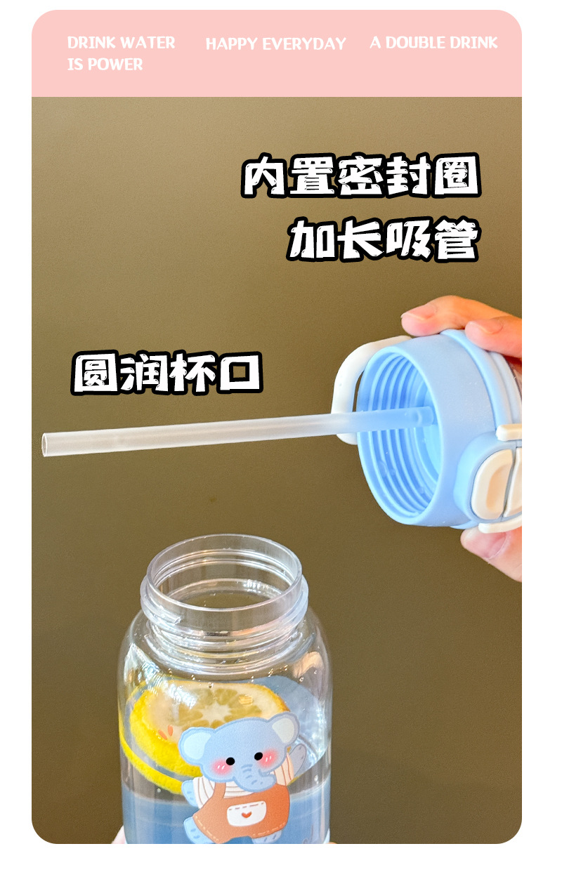 卡通儿童水杯新款夏季吸管水杯双饮便携大容量高颜值双饮塑料杯子详情11
