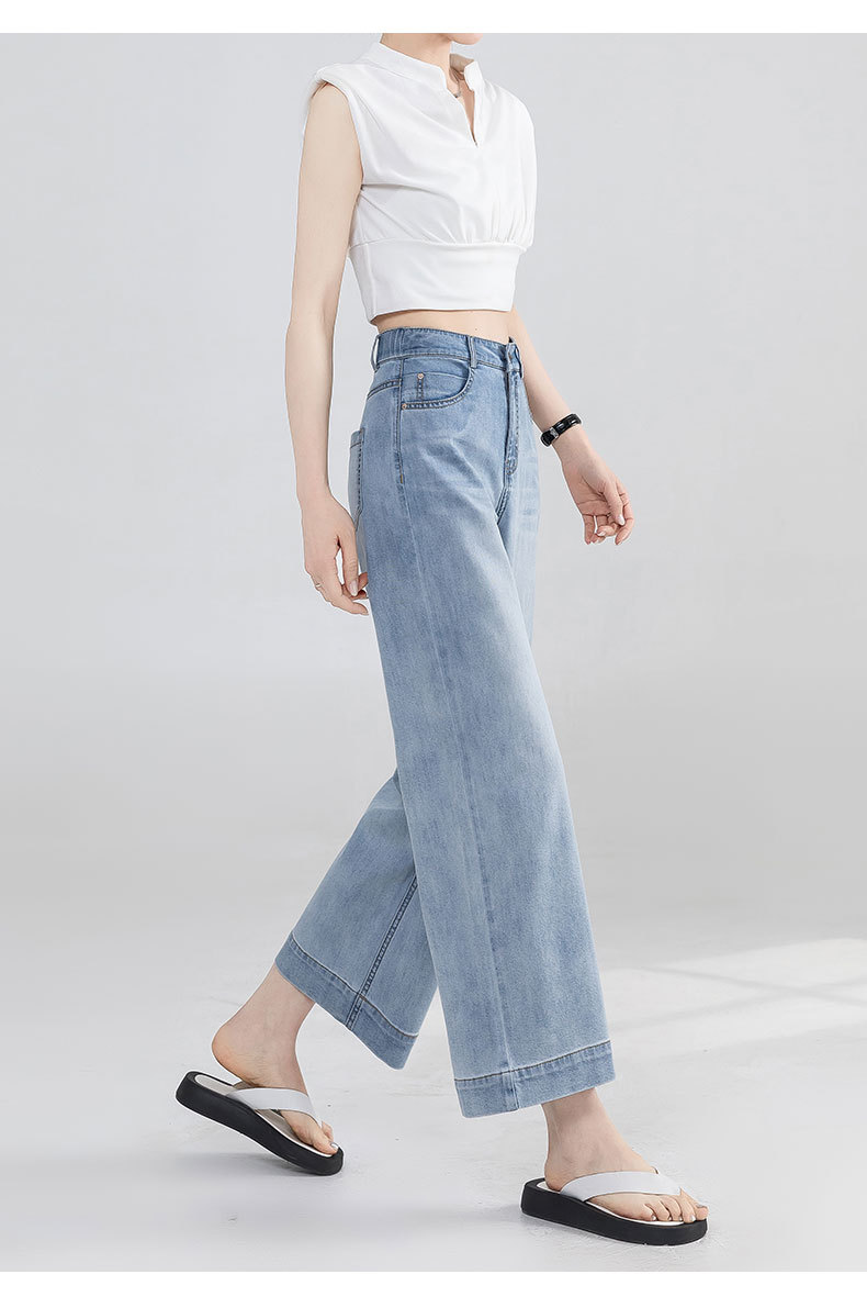 定制加工九分直筒牛仔裤女夏季新款高腰宽松显瘦裤子小个子阔腿裤详情15