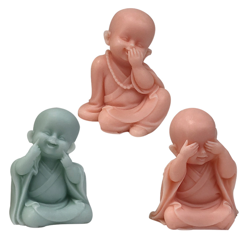 小和尚香薰石膏蜡烛硅胶模具diy佛像摆件观音菩萨如来佛滴胶模具详情22