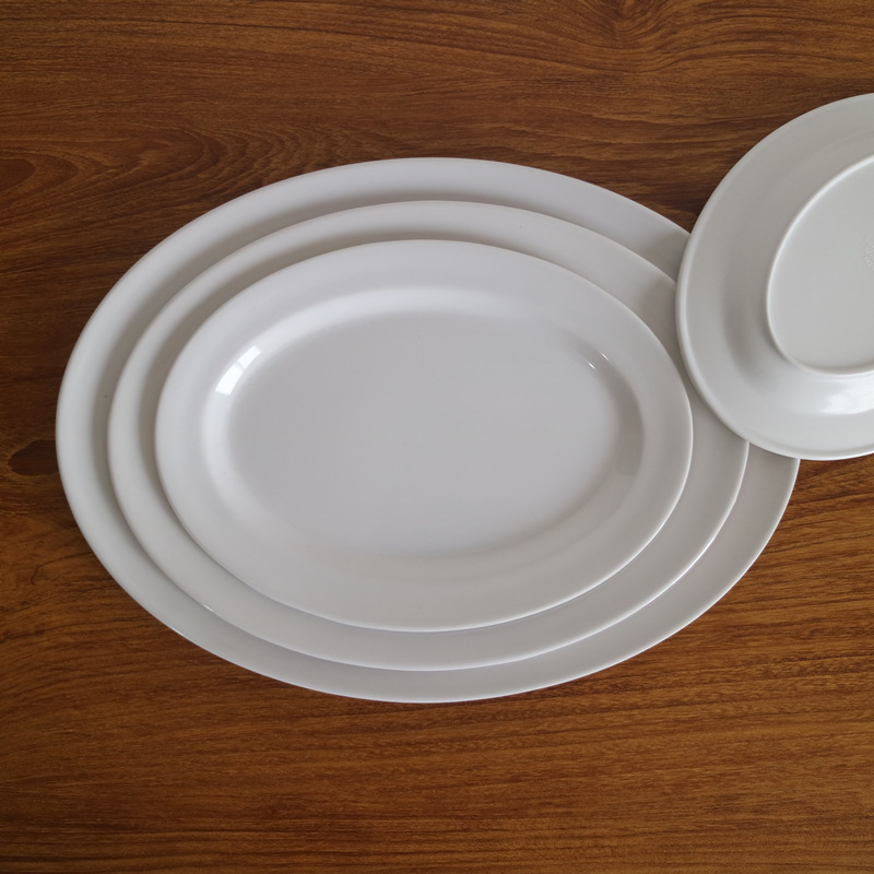 White melamine thickened oval plates, den-shaped plates, barbecue plates, stir-frying plates, snack plates, roast meat plates, in stock, factory wholesale pic 7