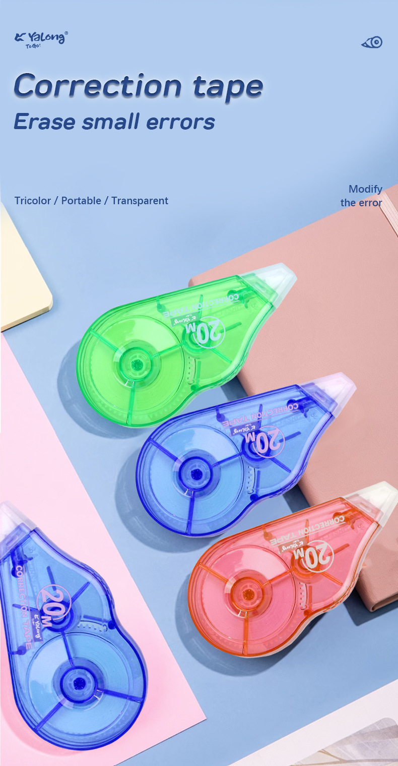 Yalong Cross-border Stationery white correction tape for correcting errors and minor mistakes, student correction pen pic 1