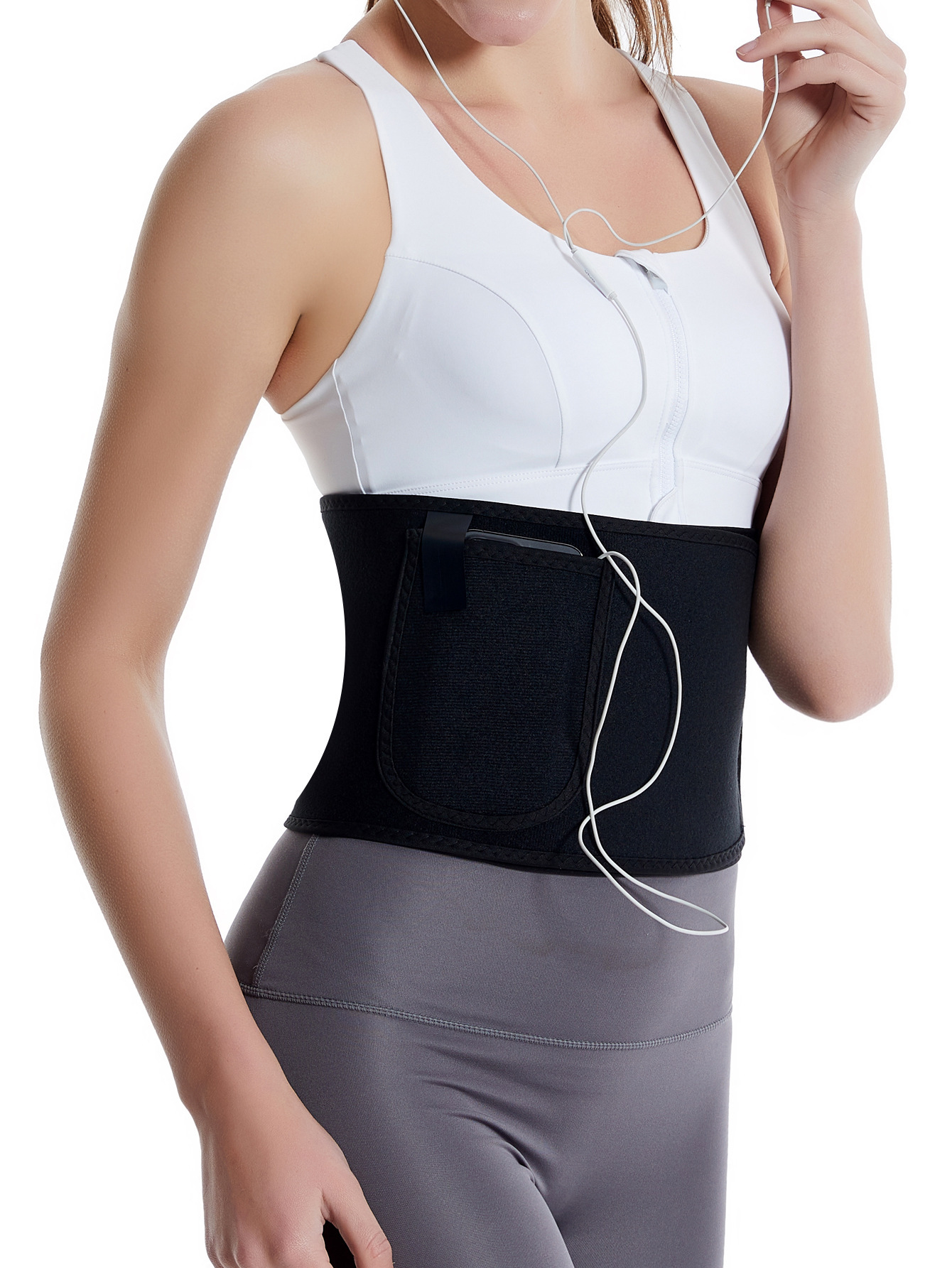 X Cross-border best-selling abdominal tightening belt, sauna sweat-absorbing belt, body-shaping belt, mobile phone bag, silver ion waist seal belt pic 6