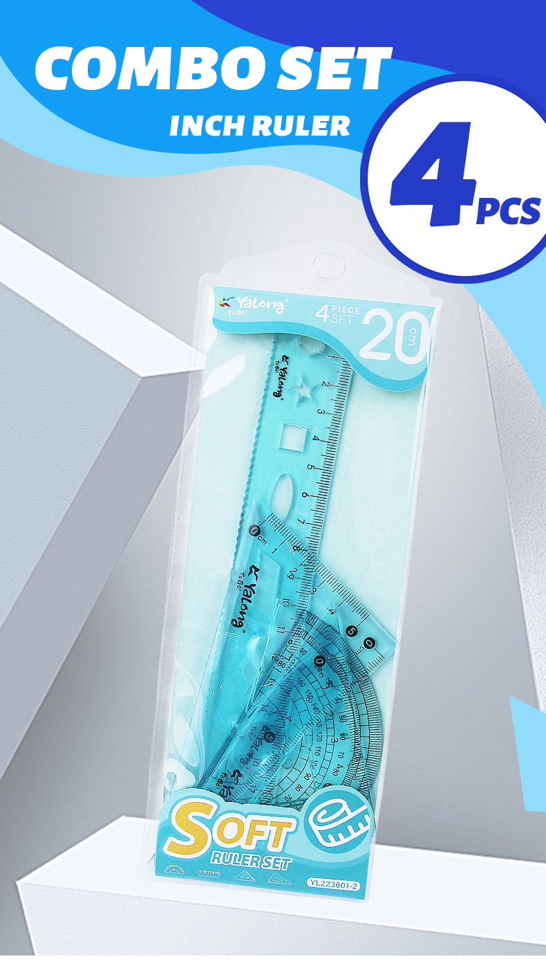 Yalong Cross-border flexible plastic measuring Tools, 20 cm school ruler, student school supplies pic 1