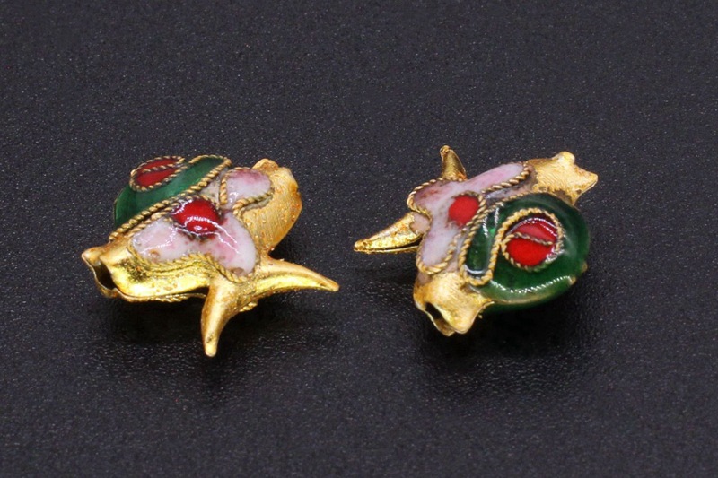 Traditional high-temperature cloisonne enamel flower silver blue DIY jewelry accessories, pearl Cloisonne 13*13mm small swallow fish pic 4