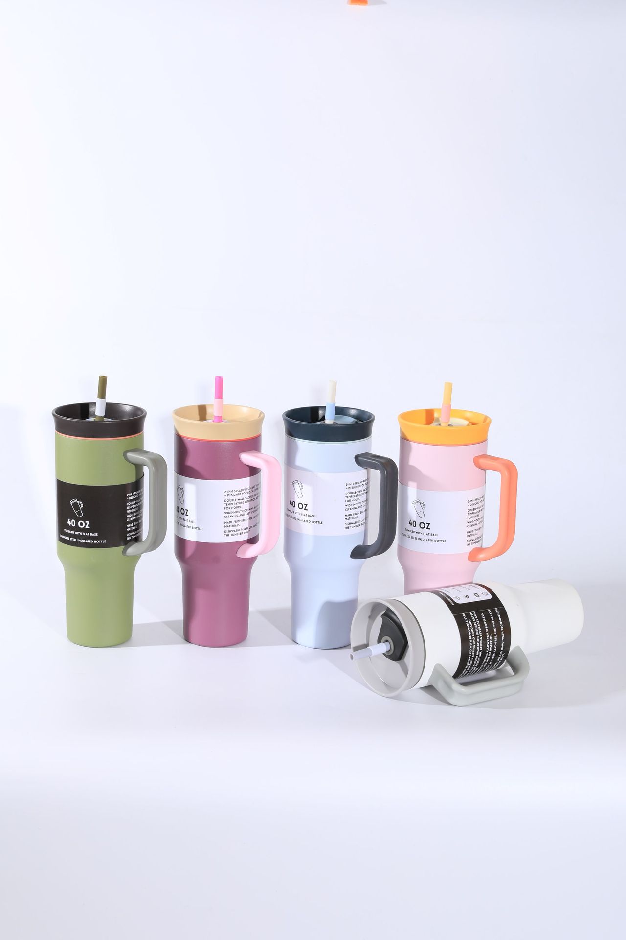 New cross-border 304 stainless steel insulated cup with handle, 40oz large capacity outdoor straw ice cube cup, daily necessities pic 2