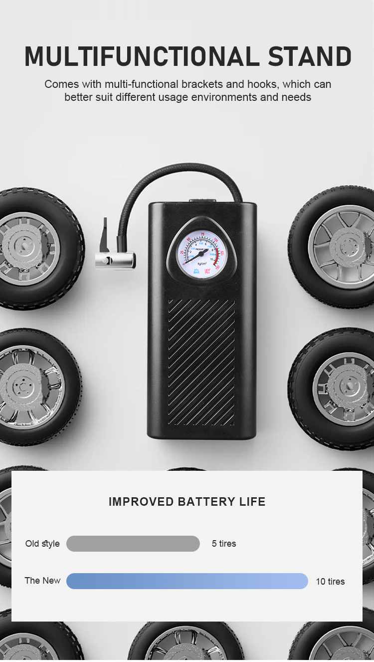 跨境车家双用无线充气泵打气筒便携电动车轿车摩托车自行车充电打详情6