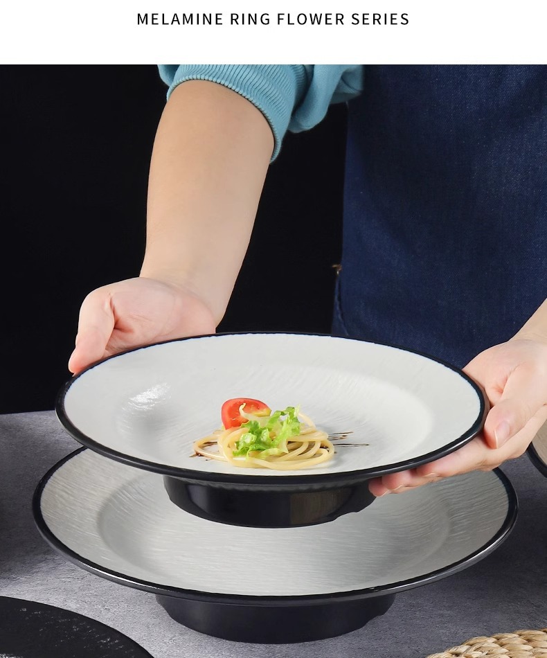 创意密胺高脚盘餐厅菜盘酒店餐具塑料凉菜盘子自助餐展示盘点心盘详情5