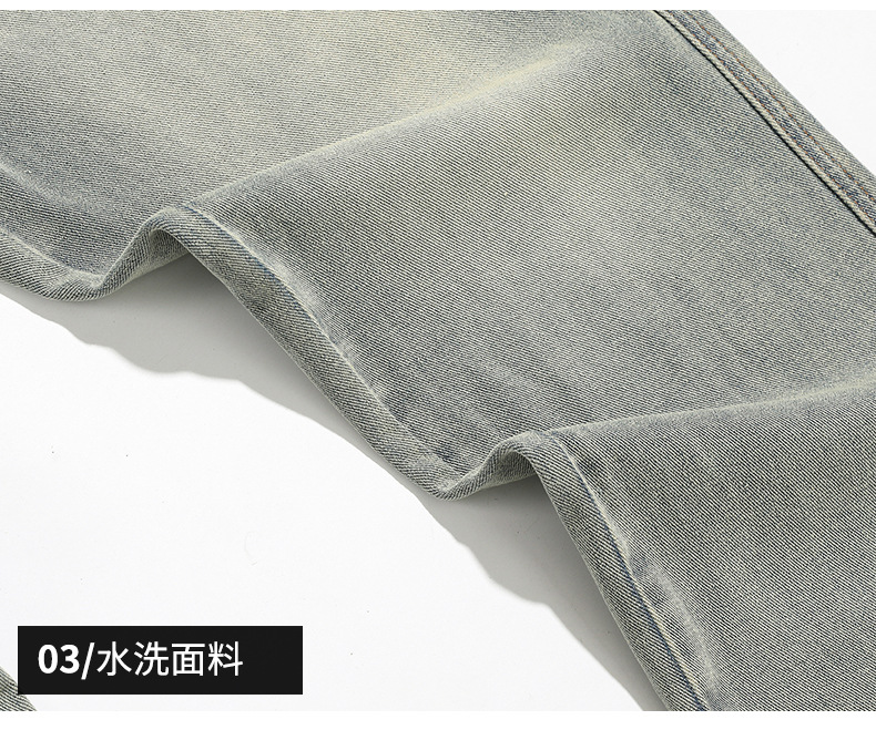 春夏新款牛仔裤男美式直筒牛仔裤男微叭阔腿黄泥复古胖子牛仔裤男详情34