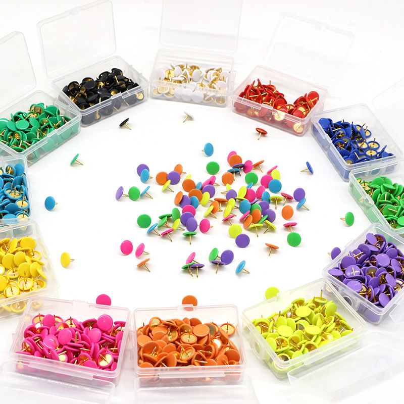100 PP hanging box sets of color-coated plastic-coated thumbtacks, rubber-coated press nails, stationery nails, cork board wall nails, drawing board thumbtacks pic 5
