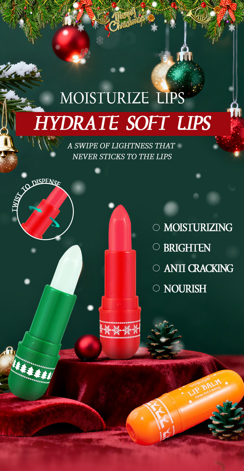【 Cross-border Exclusive 】bosuya Christmas Lip Balm Set: Exfoliating, Reducing Lip Lines, Hydrating and Moisturizing Lip Balm pic 6