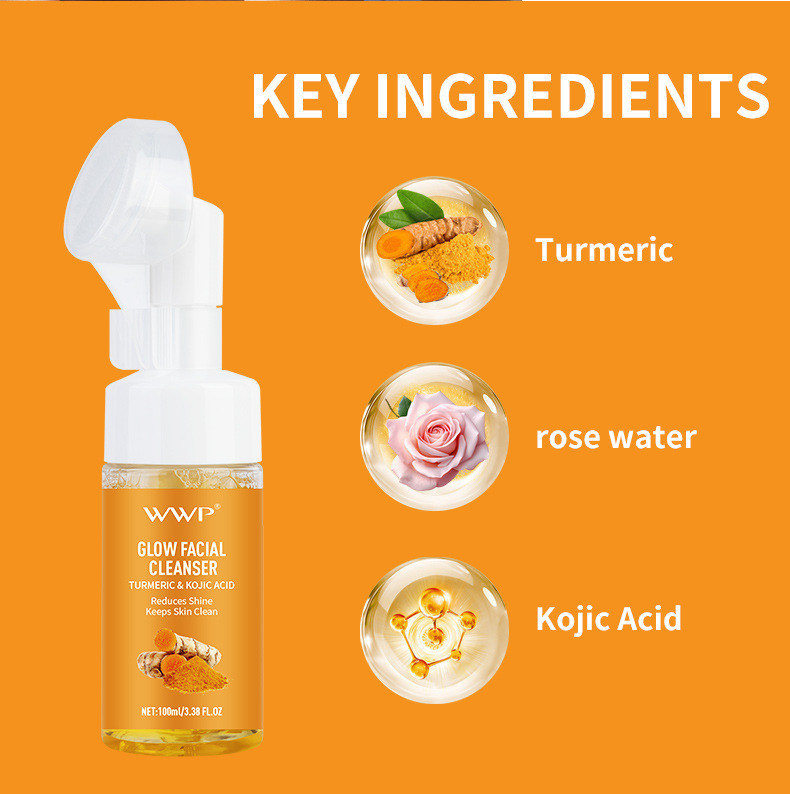 WWP亚马逊TK跨境姜黄洁面慕斯洗面奶深层清洁曲酸泡泡卸妆洁面乳详情7