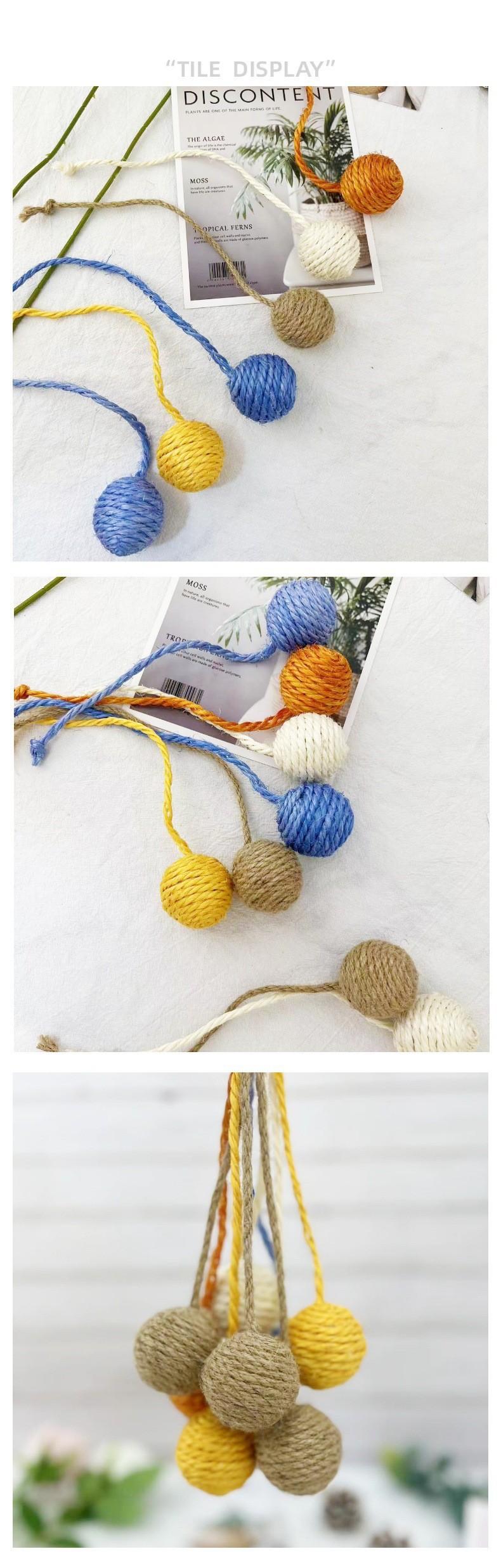 The new cross-border cat sisal ball is a self-entertaining and entertaining toy for playing with cats. It features teeth grinding and interaction, with a tail to chew on the hemp rope ball pic 7