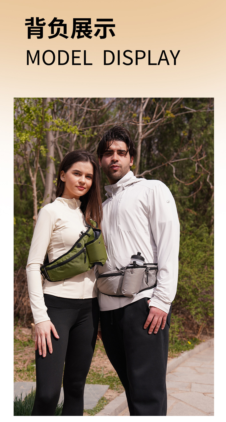 Cross-border large-capacity waterproof running and fitness mobile phone chest bag, multi-functional nylon water bottle waist, outdoor sports waist bag pic 7