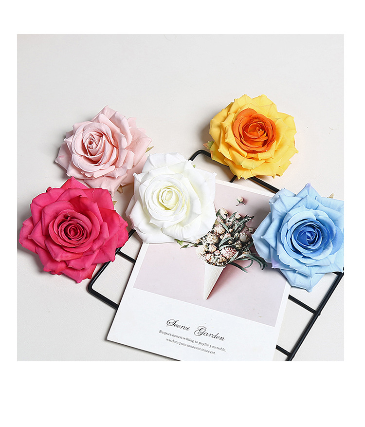 10cm角玫花头仿真花渐变多色ins风手工DIY配件手腕花胸花蛋糕装饰详情13