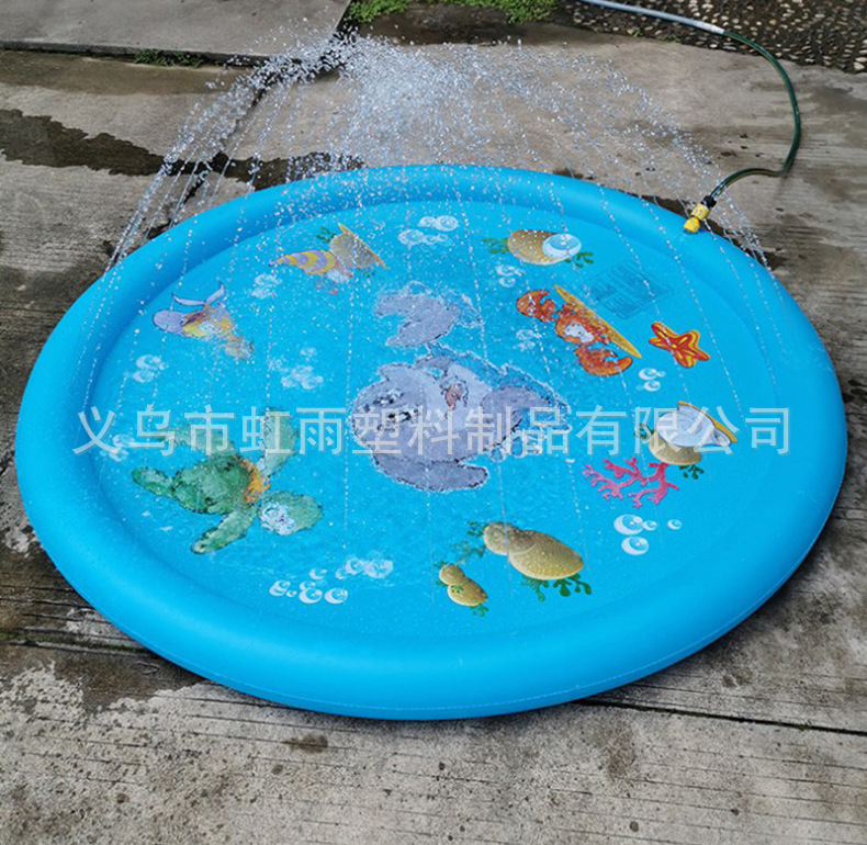 工厂批发零售170CM大白鲨喷水垫儿童户外娱乐戏水池充气海喷水池详情11
