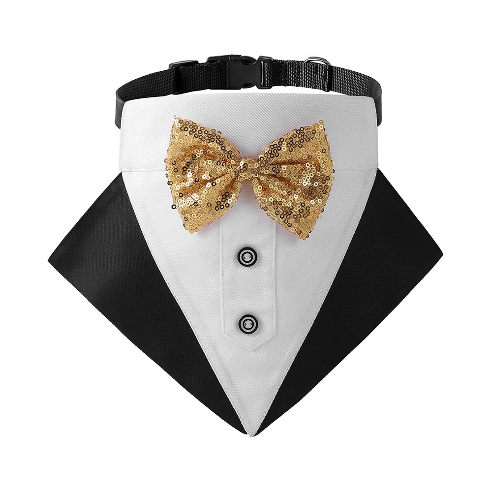 New wedding suit, pet saliva towel, dog collar, pet triangle towel, pet bow tie, wedding suit triangle towel pic 2