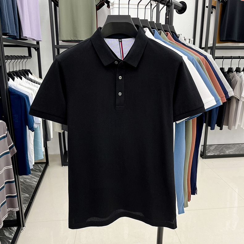 细珠地纯棉polo衫短袖男夏季新款中年纯色商务休闲翻领男士t恤详情17