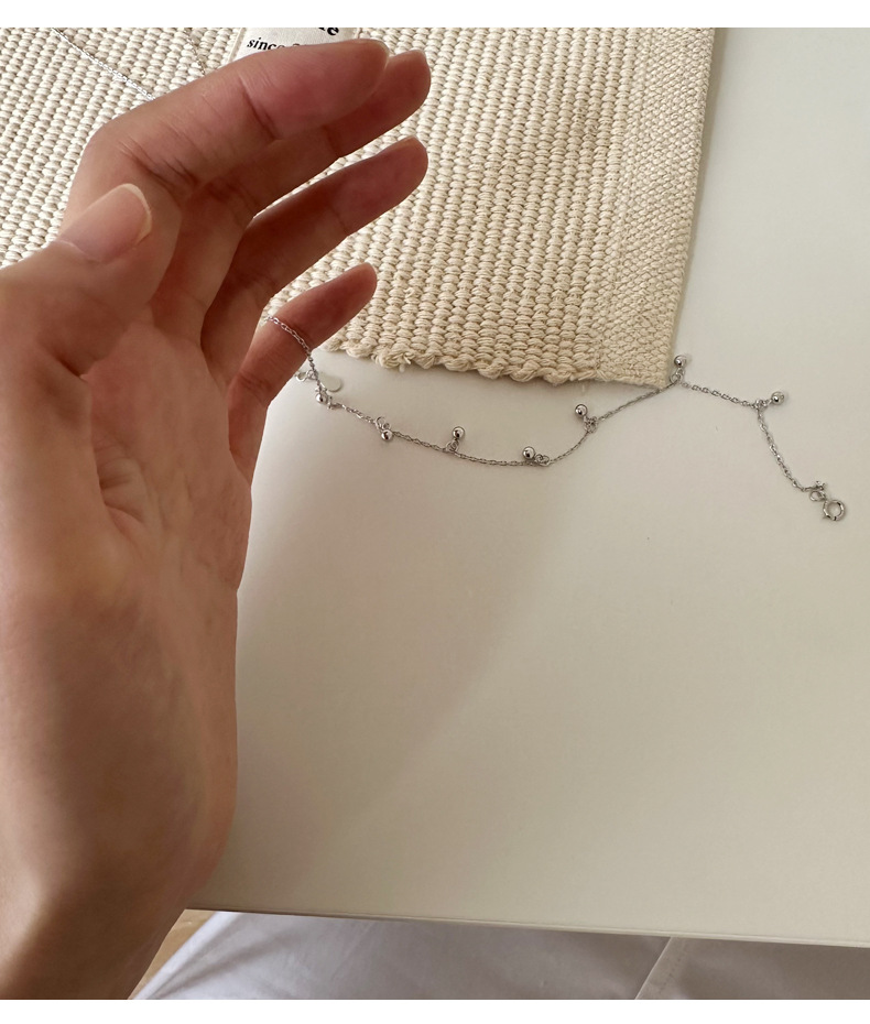 925纯银圆珠脚链女韩版简约小众设计时尚个性学生闺蜜脚饰4101G详情7
