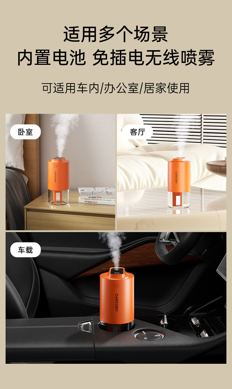 H3车载加湿器随车启停静音汽车智能小型家用卧室空气杀菌加湿器详情14