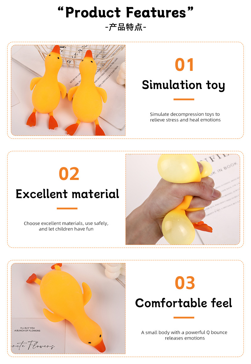 网红呆萌大黄鹅减压玩具慢回弹卡通捏捏乐缓解压力发泄拉伸玩具详情8