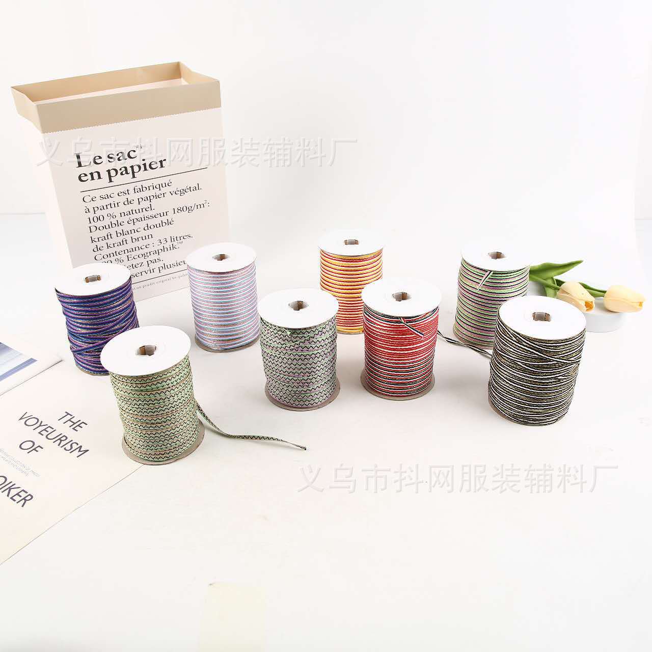 Wholesale of 0.6CM new three-color gold-edge webbing, red and green striped Christmas ribbon gifts, diy packaging, accessories and ribbons pic 2