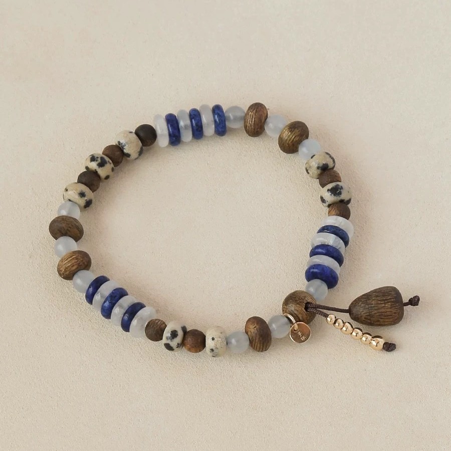 子XI家回声木珠手链新中式简约大气董洁同款度假风蓝白色串珠手链详情6