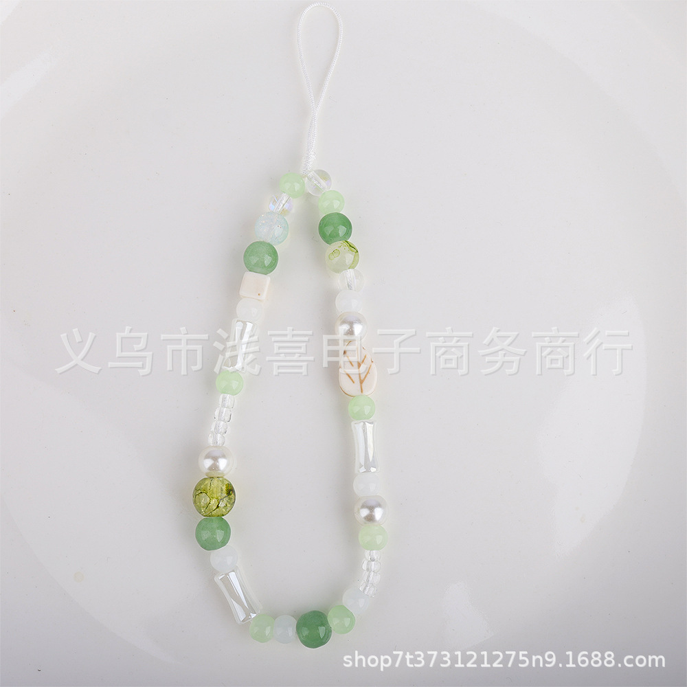 新中式原创青绿色手机链 国风银色蝴蝶手机挂绳墨绿色ccd相机挂链详情4