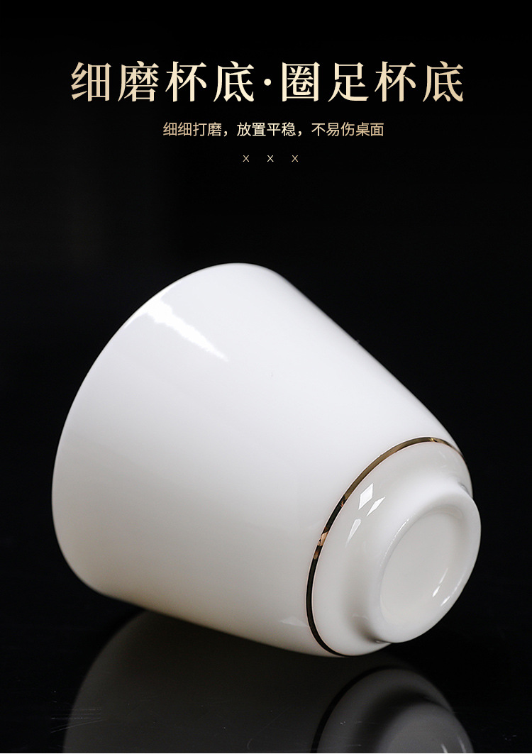 德化羊脂玉白瓷茶杯功夫斗笠小茶杯品茗杯主人杯闻香杯单杯可印字详情10