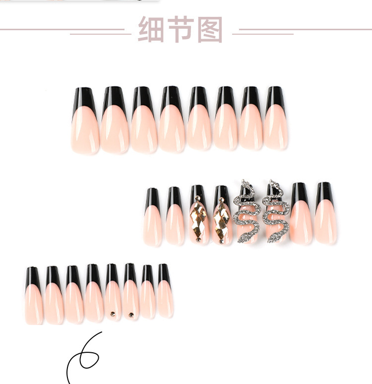 穿戴式黄色水钻立体蛇钻美甲片长款假指甲美容护肤彩妆美甲贴片套装详情4