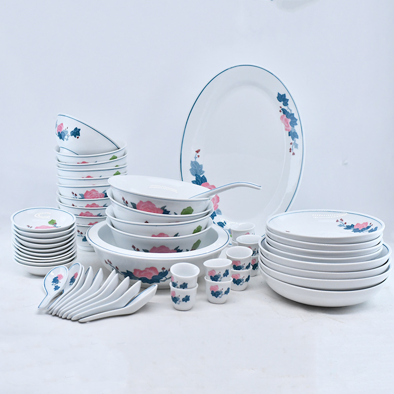 牡丹花瓷餐具碗碟勺杯礼盒套装家用大号菜盘陶瓷碗碟碗盘全套批发详情3