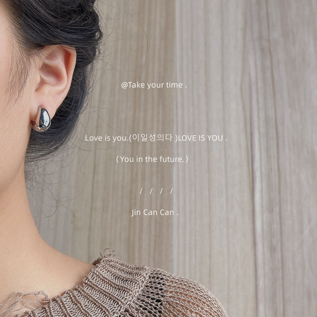 High-end feel ~ French simple smooth electroplated 14K ear buckles, daily metal feel earrings, factory earrings wholesale new style pic 2