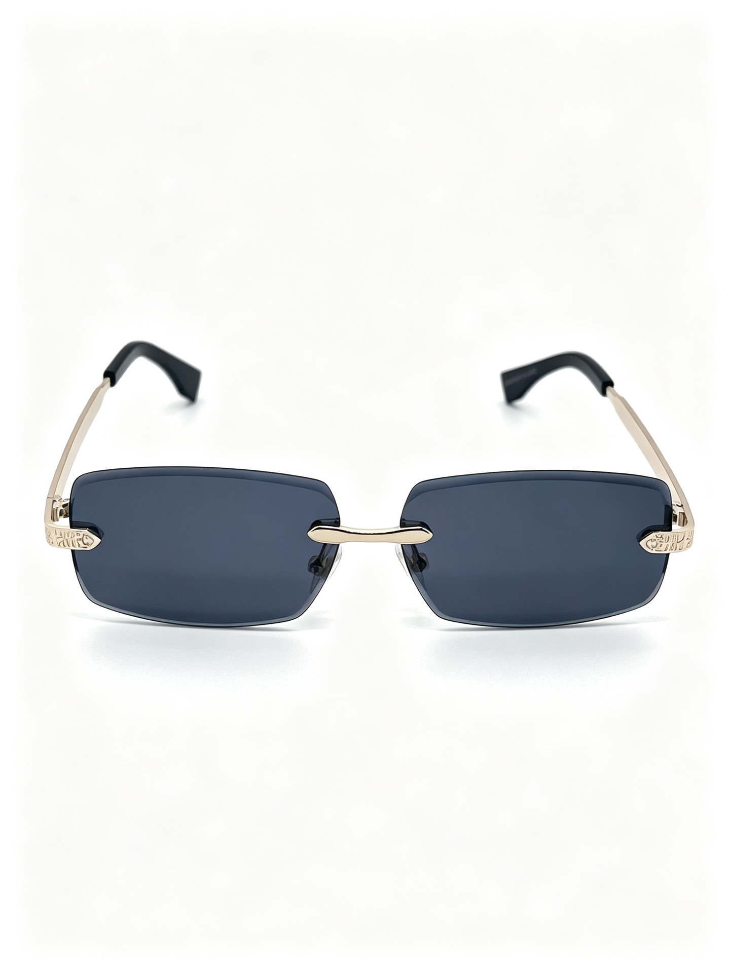 New frameless trimmed sunglasses with metal engraved temple, high-definition gradient UV protection, suitable for both men and women pic 3