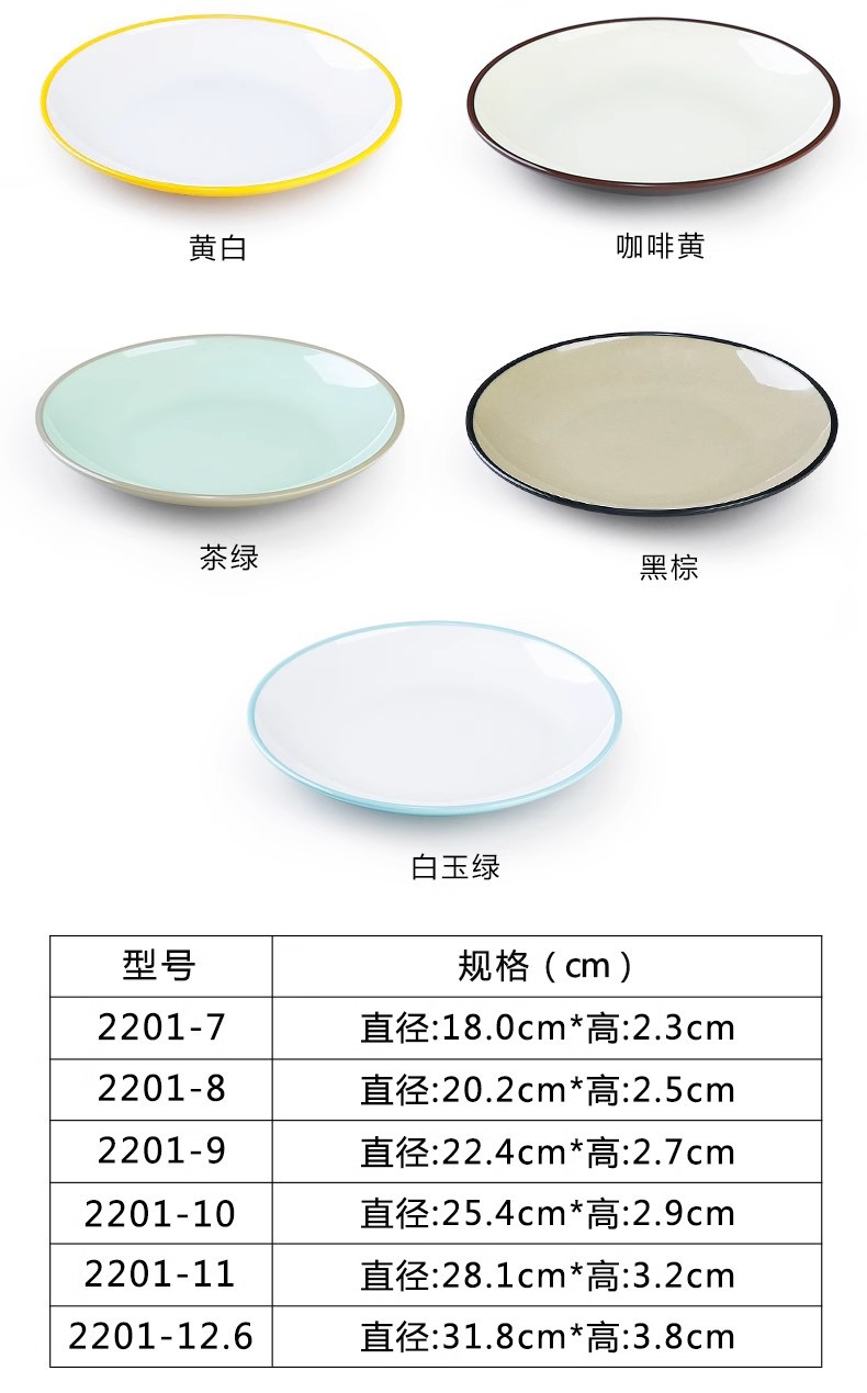 密胺盘子圆形塑料仿瓷圆盘商用餐厅自助快餐盖浇饭盘凉菜骨碟平盘详情10