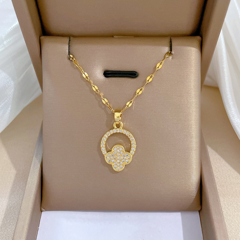 【钛钢】幸运项链女铜微镶真金电镀简洁Ins网红精致锁骨链脖链详情4