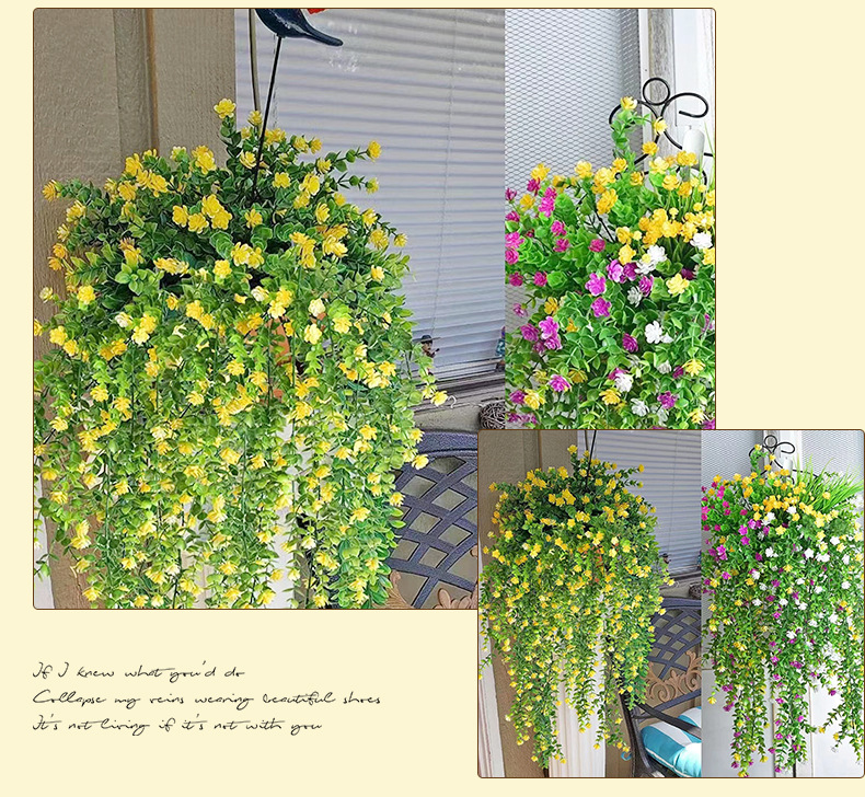 Amazon cross-border artificial flowers, eucalyptus, camellia, vine, money leaf, rose, wall hanging, wedding gardening, home decoration pic 9