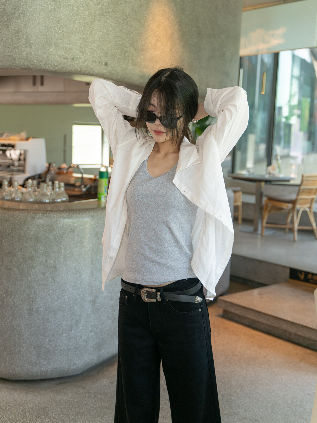 New simple and casual style, versatile wide-waist, slimming black loose wide-leg jeans for women 3048 pic 28