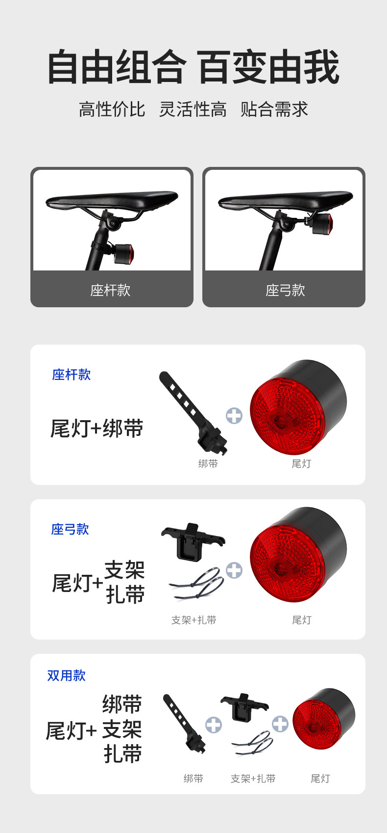新款自行车尾灯投影智能刹车感应充电户外骑行灯山地单车图案翅膀详情13