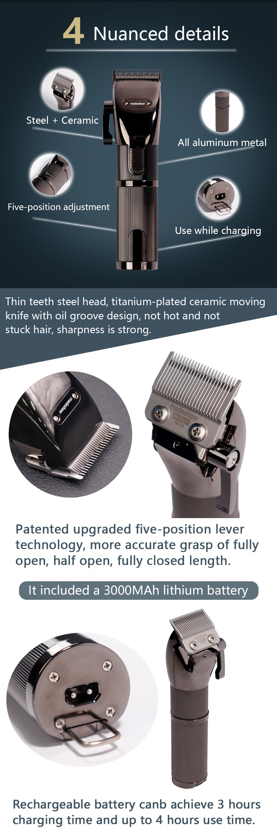 阿可美M5F电推剪专业发廊复古油头雕刻剃头刀渐变madeshow理发器详情5