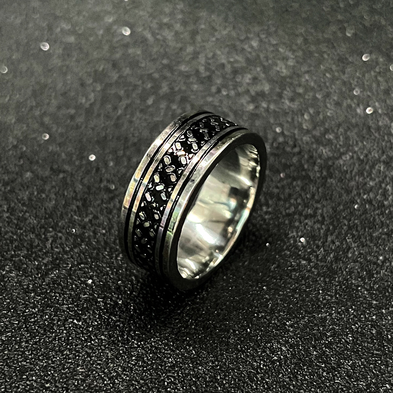 跨境供应钛钢戒指龙纹心电图心形不掉色男款不锈钢手饰 饰品批发详情14
